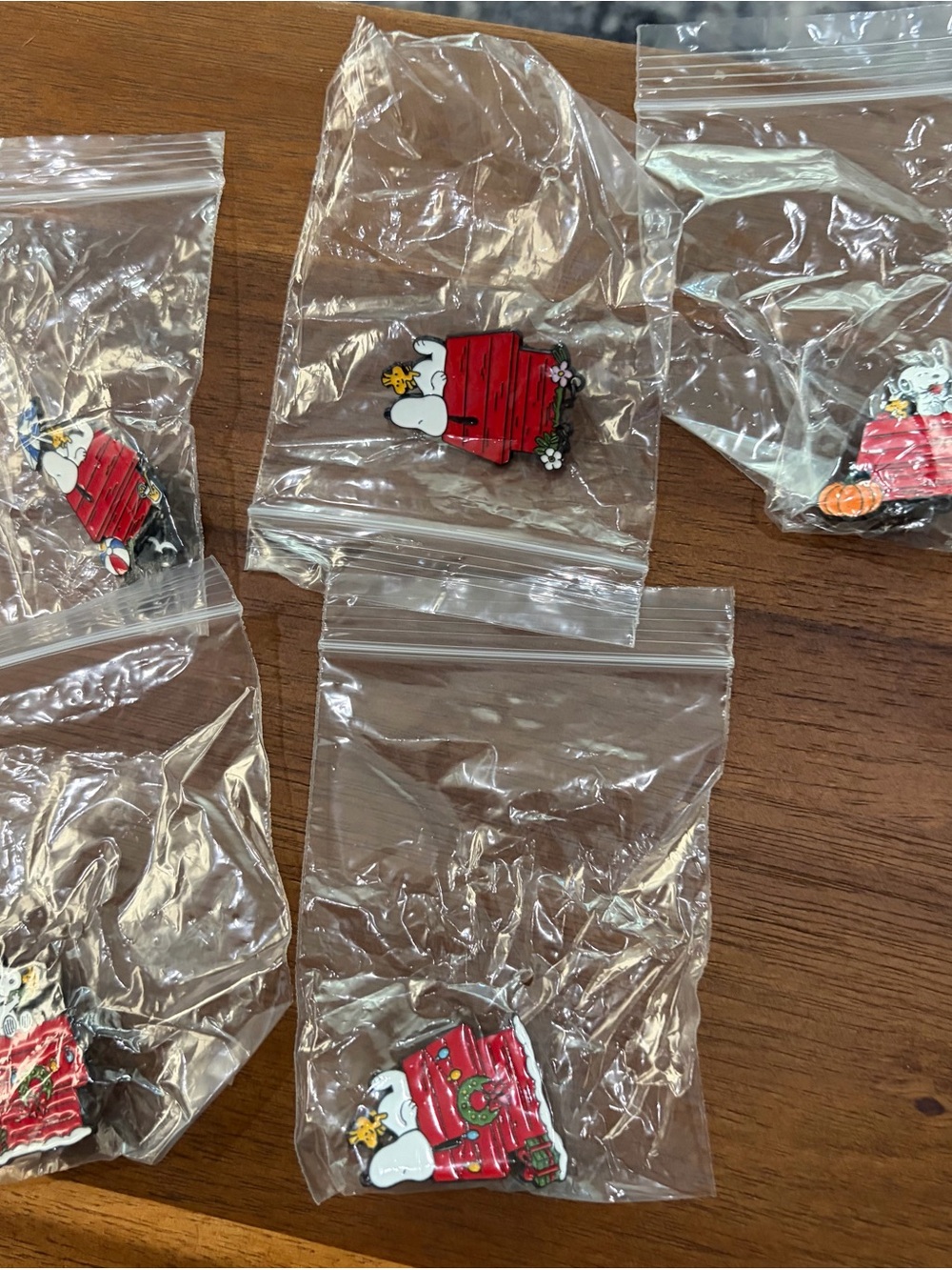 Peanuts Snoopy Doghouse Enamel Pin Set of 5 Four Seasons Holiday Christmas Hall - Picture 2 of 7